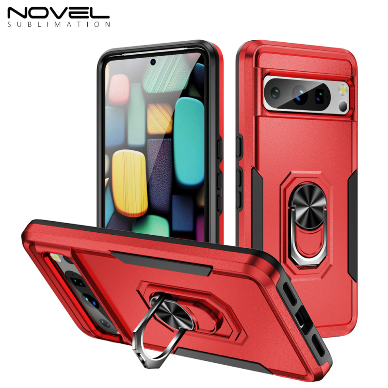 Beautiful Nine Color Bayer Material 2in1 Mobile Phone Case With Magnetic Ring Car For Google models