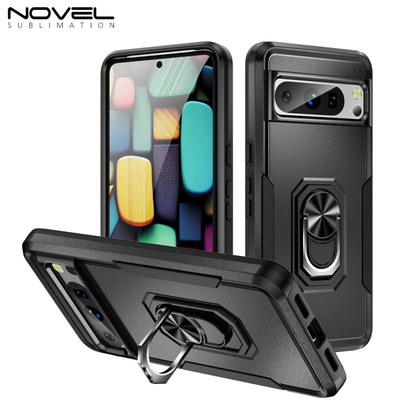 Beautiful Nine Color Bayer Material 2in1 Mobile Phone Case With Magnetic Ring Car For Google models