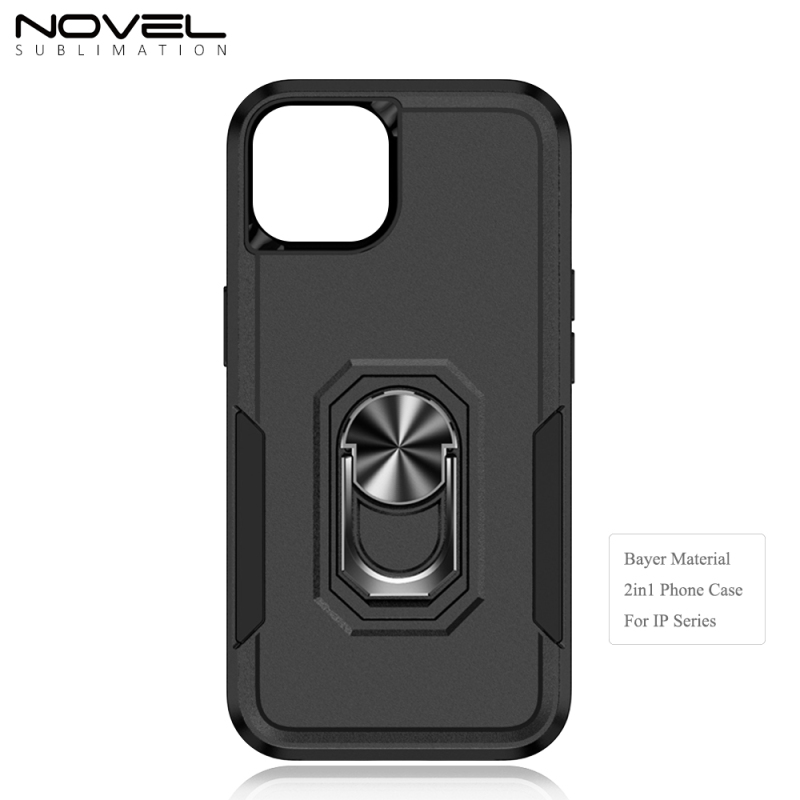 New 2-in-1 Phone Case with Bayer Material Magnetic Ring Car Mobile Phone Case for iPhone models