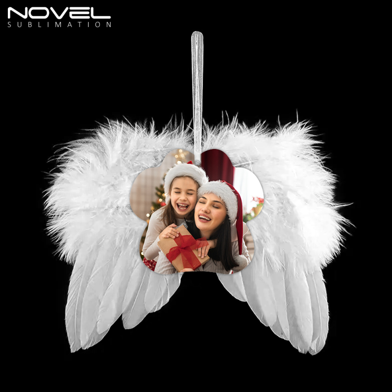 10pcs Sublimation MDF Pendant With Hanging Wing Christmas Tree Decorations MDF Ornament With Angel Wings