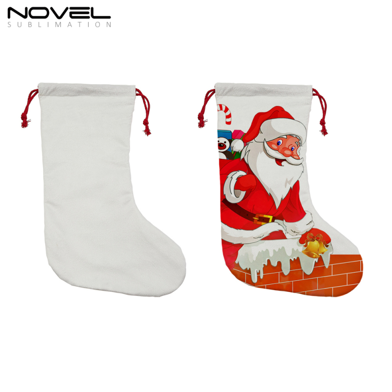 Blank Christmas Children's Gift Bag Drawstring Pocket Christmas Socks Heat Transfer Christmas Tree Decoration Stocking