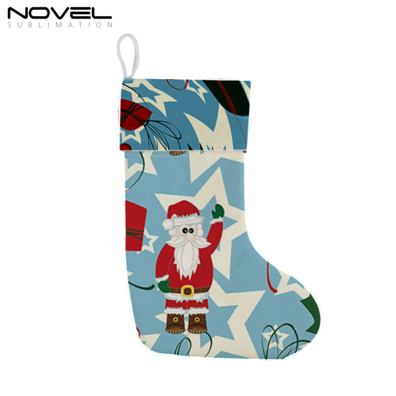 Blank Christmas decorations Children's Gift Bag DIY Christmas Socks Sublimation 300g cotton linen Stocking