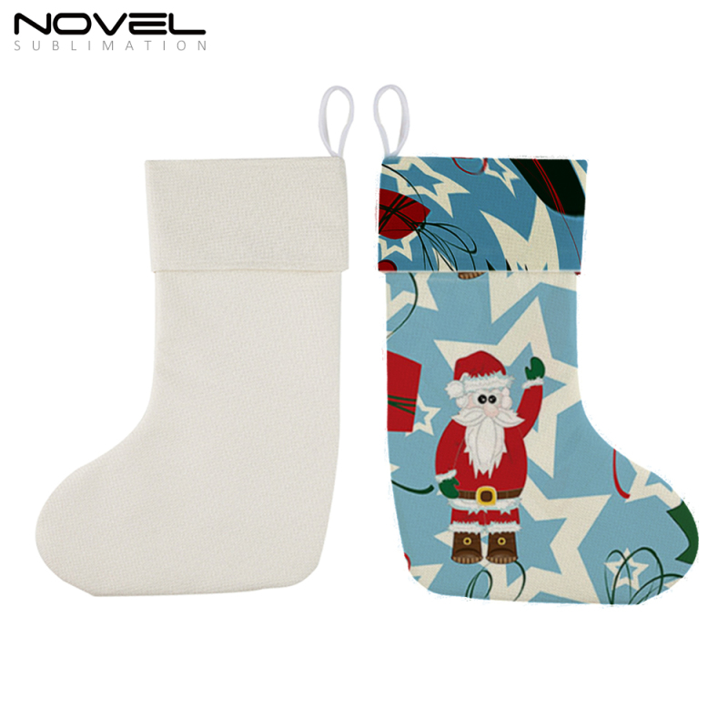 Blank Christmas decorations Children's Gift Bag DIY Christmas Socks Sublimation 300g cotton linen Stocking