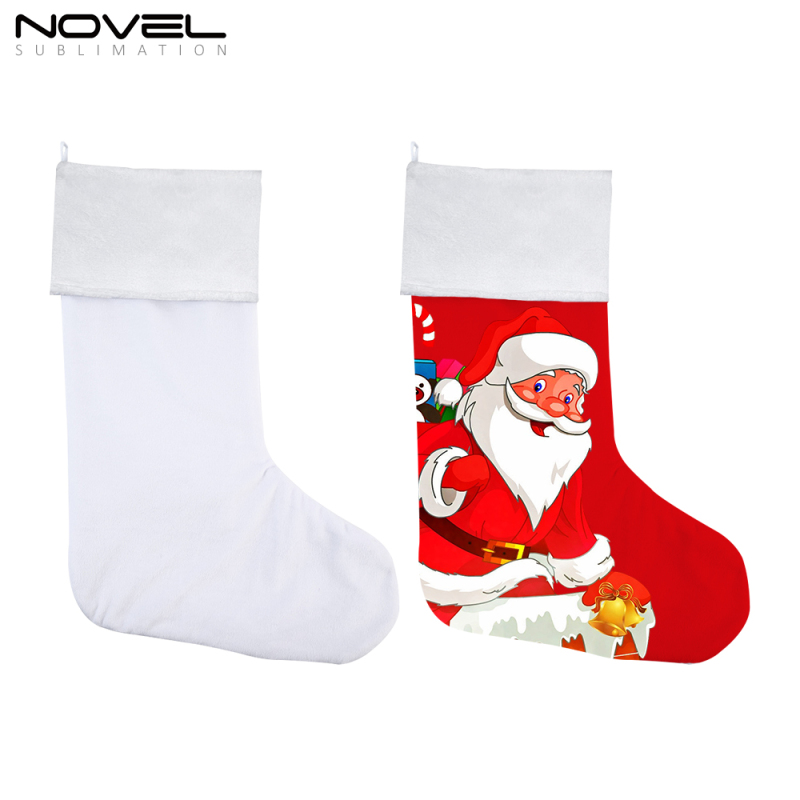 personality sublimation white color snowflake Christmas decoration stocking Blank Xmas children's gift bag tree hanging bags