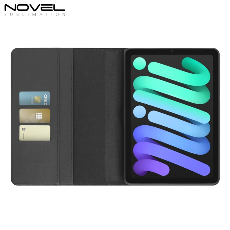 For iPad mini 6 Blank Sublimation Mobile Phone Case DIY Stand-UP PU Leather Wallet