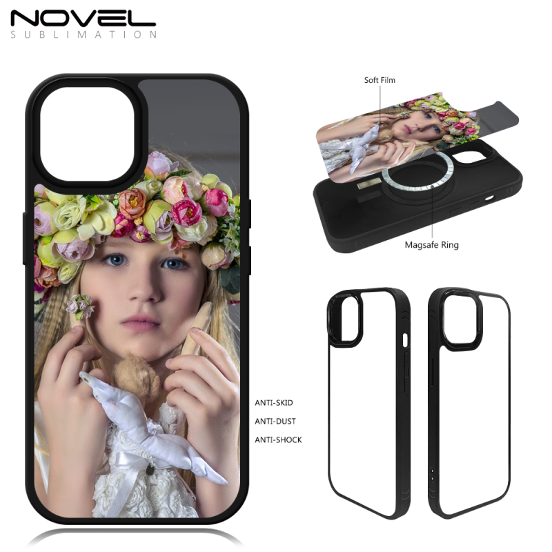 For iPhone 15/15 Pro/15 Plus/15 Pro max Magsafe Sublimation TPU Phone Cases with Soft Film Insert Wireless Charging Phone Cover