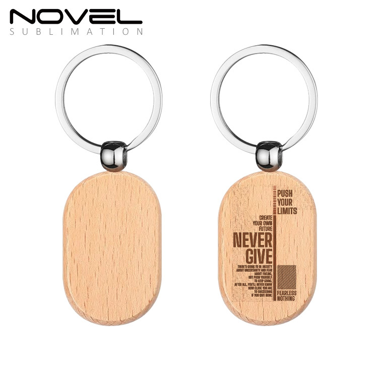 Beech Wood Key chain Laser Engraving Wood Key Keyring Personality Wooden Pendant Small Gift Key Holder