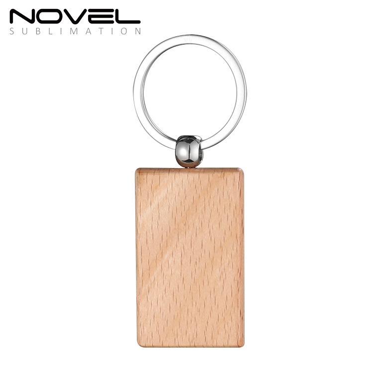 Beech Wood Key chain Laser Engraving Wood Key Keyring Personality Wooden Pendant Small Gift Key Holder