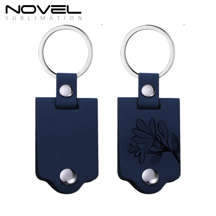 blank sublimation leather case photo frame keychain diy laser leather cover inside photo keyring with four colors
