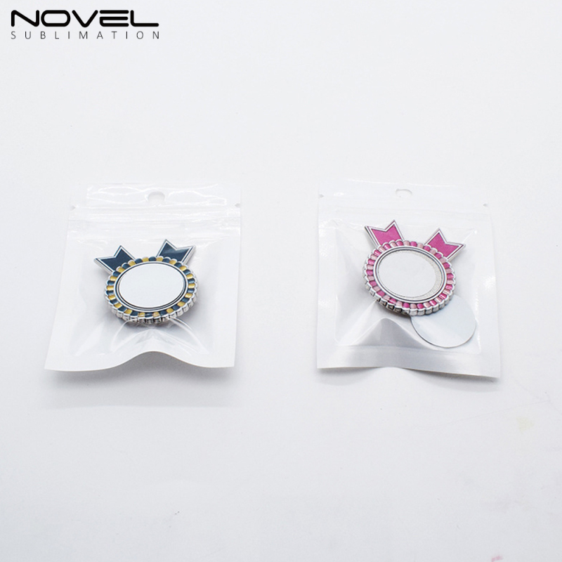 DIY Heat Transfer Pink Blue Color Metal Brooch Sublimation Blank With Pin Badge
