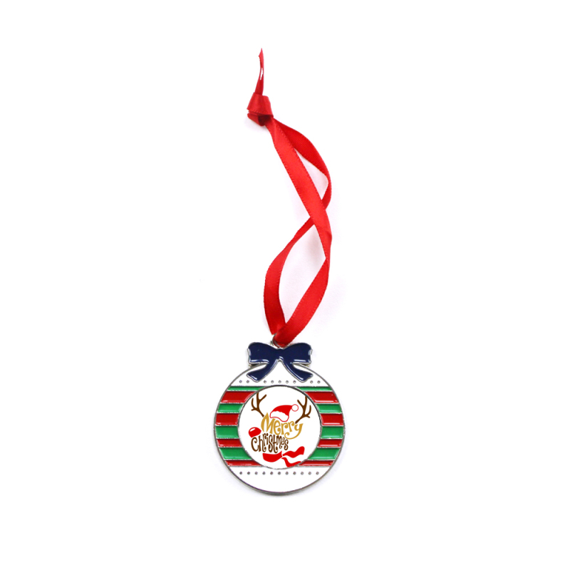 DIY Sublimation Blank Metal Ornaments Xmas Pendant With Round / Arch / Box Shape