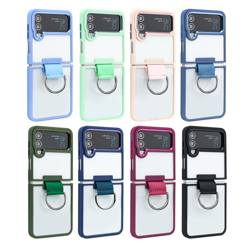 Popular Colorful TPU Mobile Phone Case With Ring Up-Down Connect CellPhone Cover For Z flip 4 / Z flip 5