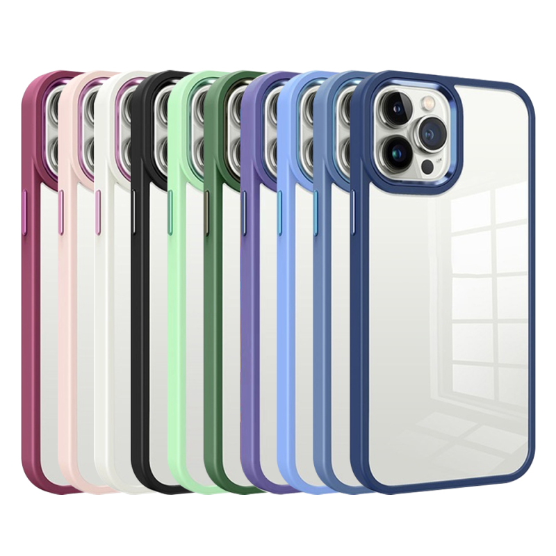 Golden Shield Color Border Highly Transparent Flat Mobile Phone Case For iPhone 15 / 14 / 13 / IP11 / IPXR
