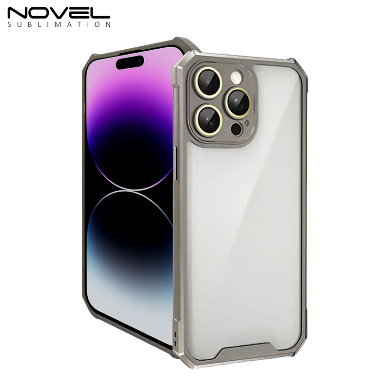 High Quality Colorful Anti-Drop Arylic Back TPU Mobile Phone Case With Camera Hole Protection For iPhone 15 Series/14 / 14 Pro / 13 / 12 / 11