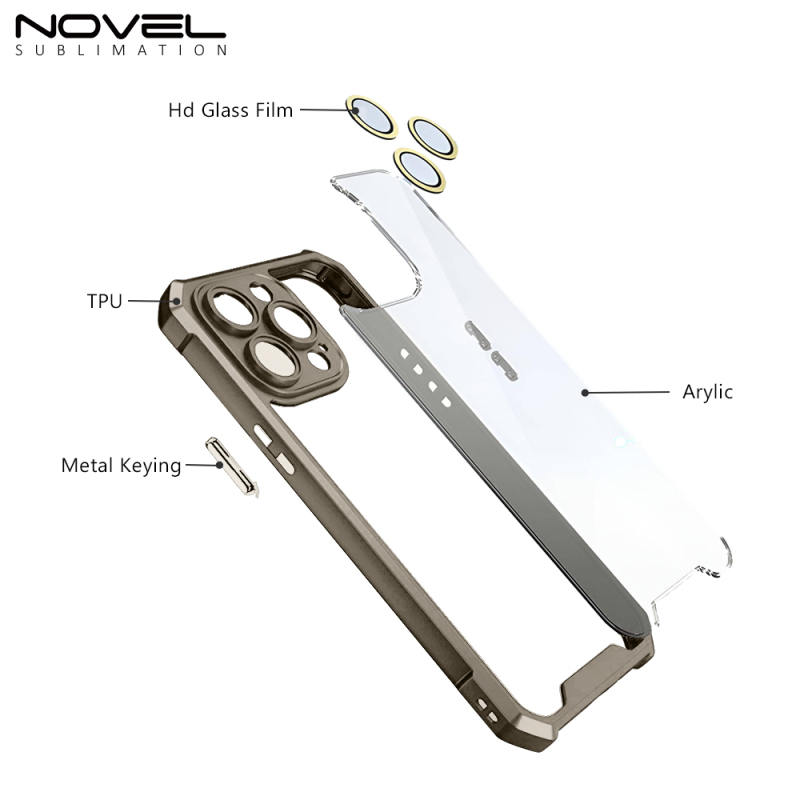 High Quality Colorful Anti-Drop Arylic Back TPU Mobile Phone Case With Camera Hole Protection For iPhone 15 Series/14 / 14 Pro / 13 / 12 / 11