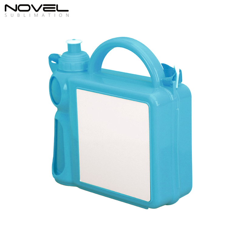 Popular Blank Sublimation Portable 2in1 Lunch Box Plastic Heat Transfer lunch box and Water Bottle set