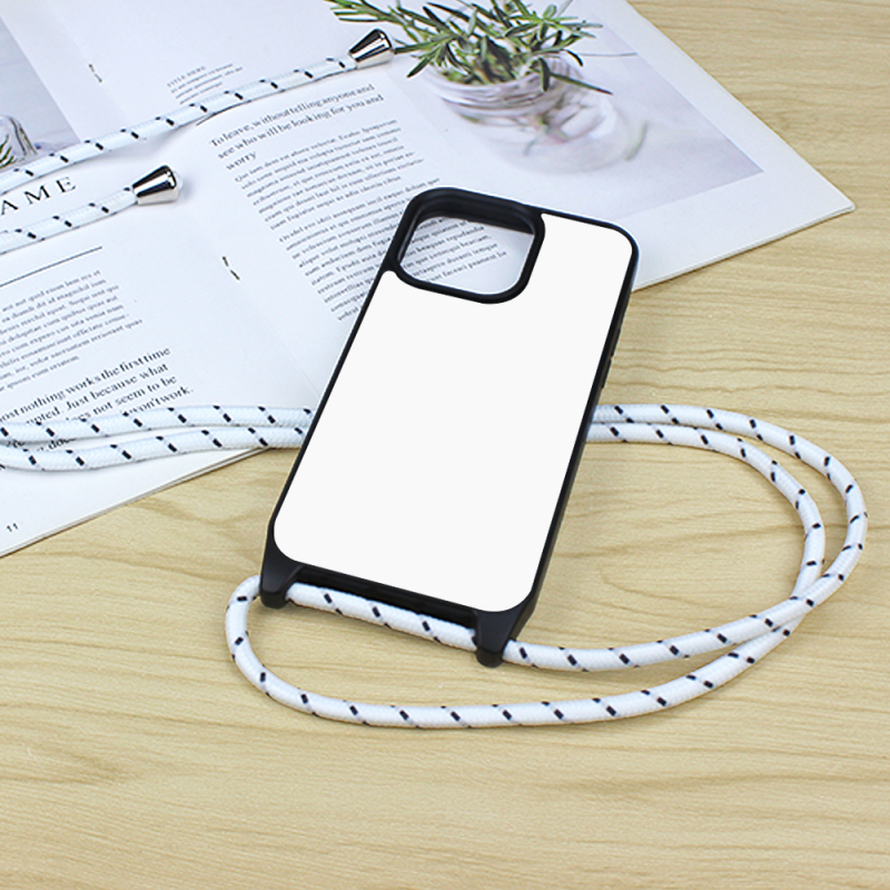 For iPhone 15 / 15 Plus / 15 Pro max / IP14 / IP 13 / IP 12 Blank 2D TPU+PC Sublimation Phone Cases With Aluminum Sheet  With Colorful Ropes