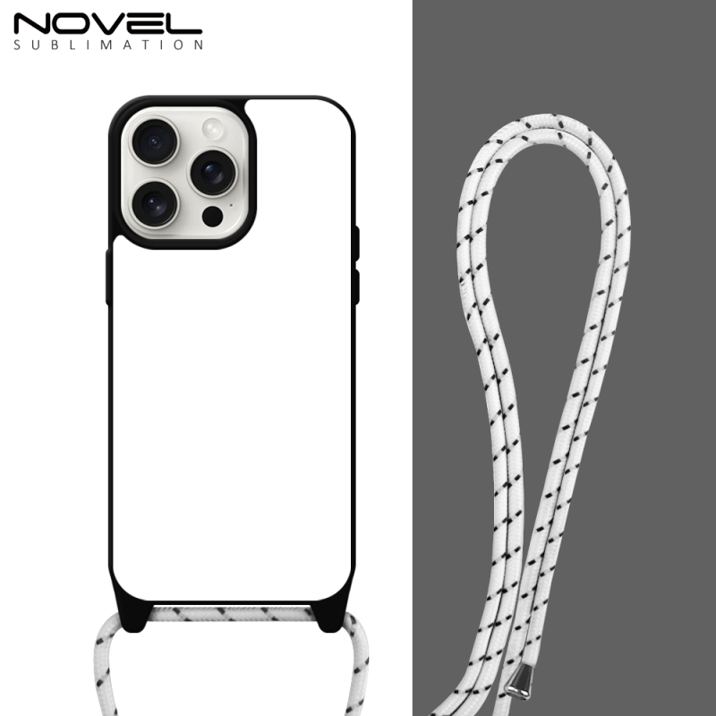 For iPhone 15 / 15 Plus / 15 Pro max / IP14 / IP 13 / IP 12 Blank 2D TPU+PC Sublimation Phone Cases With Aluminum Sheet  With Colorful Ropes