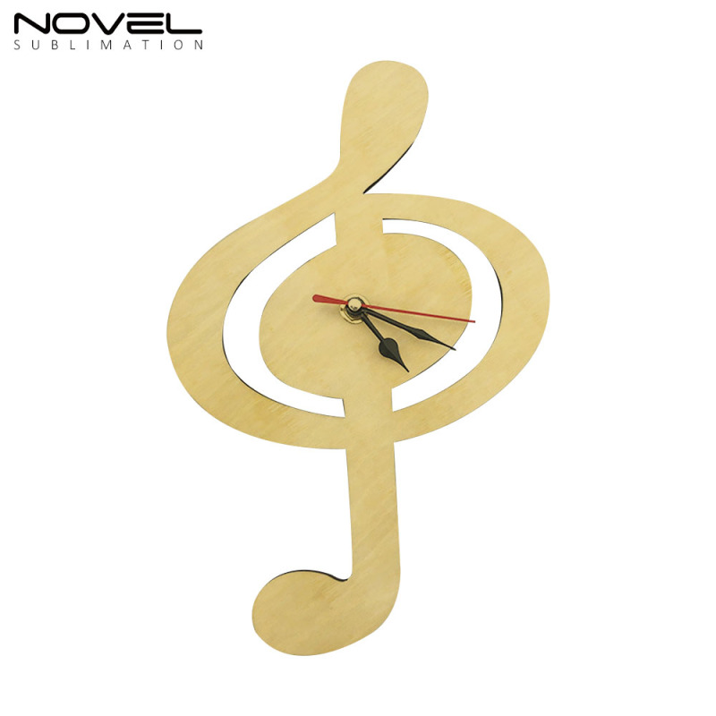 Wholesale Price Blank Sublimation Wood Clock With Musical Shape