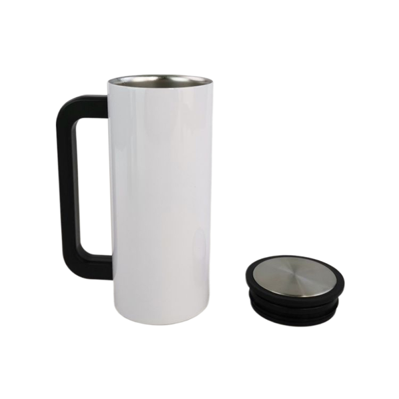 Blank Sublimation DIY Black Handle Mug Personality Stainless Steel Cup With White and Silver Color