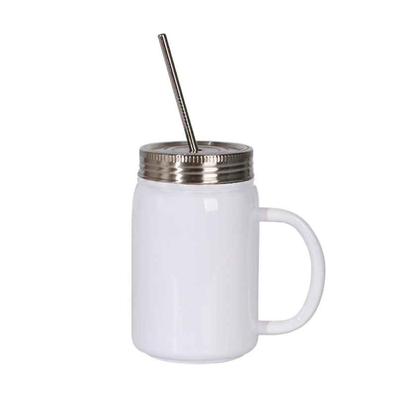 Customized Blank Sublimation Stainless Steel 12OZ Mason Cup DIY White Color Metal Mug
