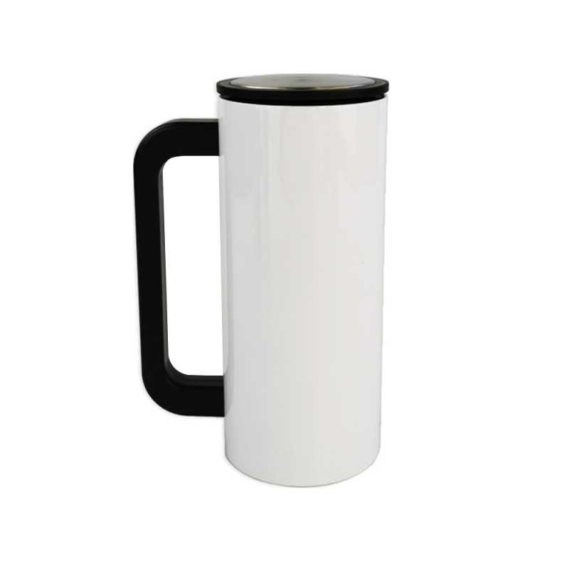 Blank Sublimation DIY Black Handle Mug Personality Stainless Steel Cup With White and Silver Color