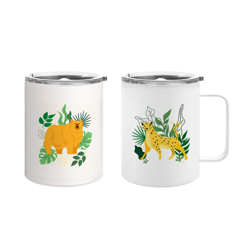 Wholesale Price Blank Sublimation 12OZ Double-Layer Mug With Cover DIY White Color 400ML Cup With Handle