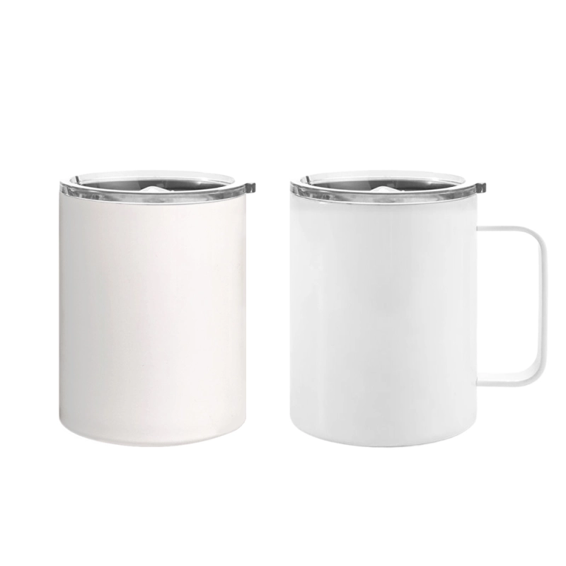 Wholesale Price Blank Sublimation 12OZ Double-Layer Mug With Cover DIY White Color 400ML Cup With Handle