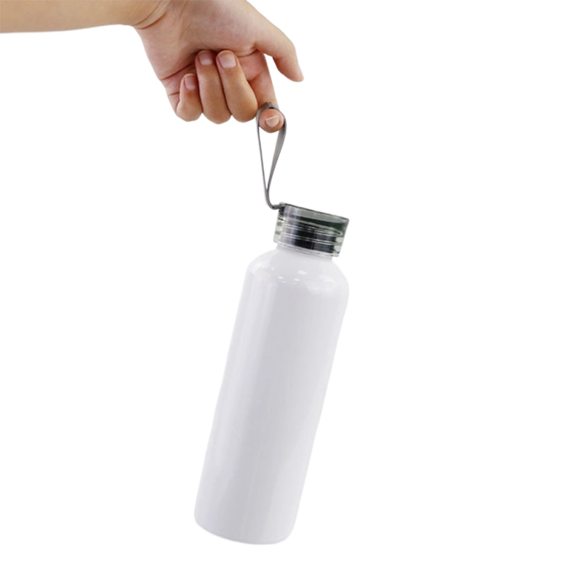 50pcs per carton Sublimation Blank White Aluminum Sports Bottle With Silicone Colorful Cover and Strap