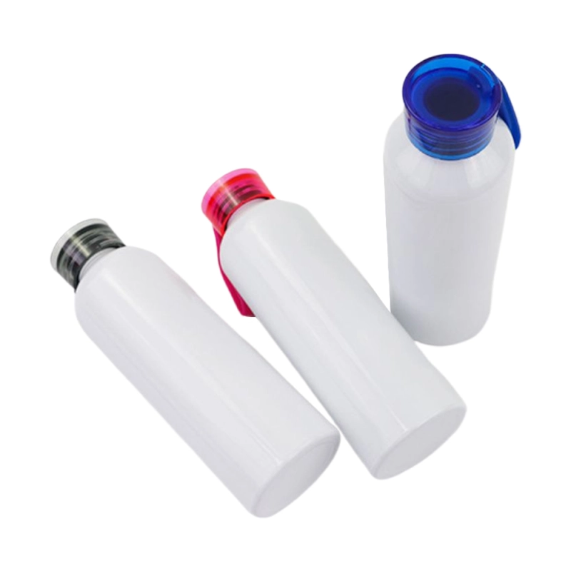 50pcs per carton Sublimation Blank White Aluminum Sports Bottle With Silicone Colorful Cover and Strap