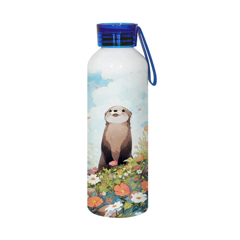 50pcs per carton Sublimation Blank White Aluminum Sports Bottle With Silicone Colorful Cover and Strap