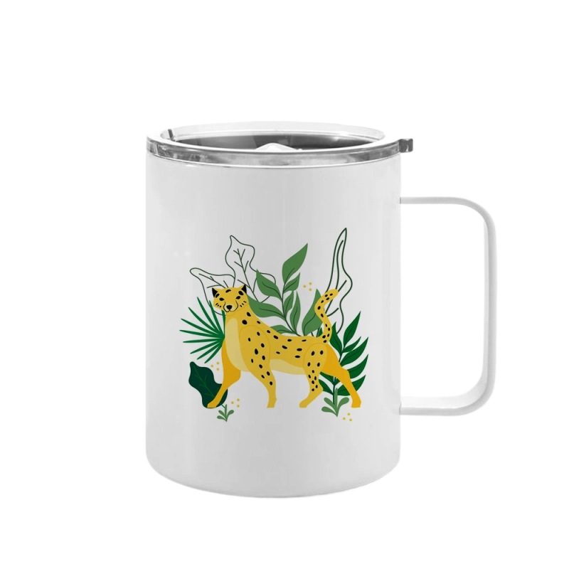 Wholesale Price Blank Sublimation 12OZ Double-Layer Mug With Cover DIY White Color 400ML Cup With Handle