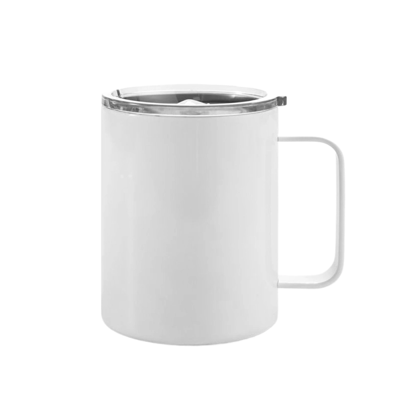 Wholesale Price Blank Sublimation 12OZ Double-Layer Mug With Cover DIY White Color 400ML Cup With Handle