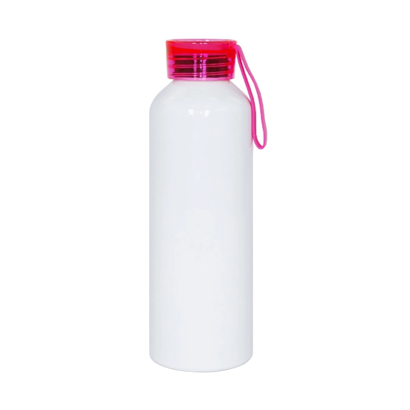 50pcs per carton Sublimation Blank White Aluminum Sports Bottle With Silicone Colorful Cover and Strap