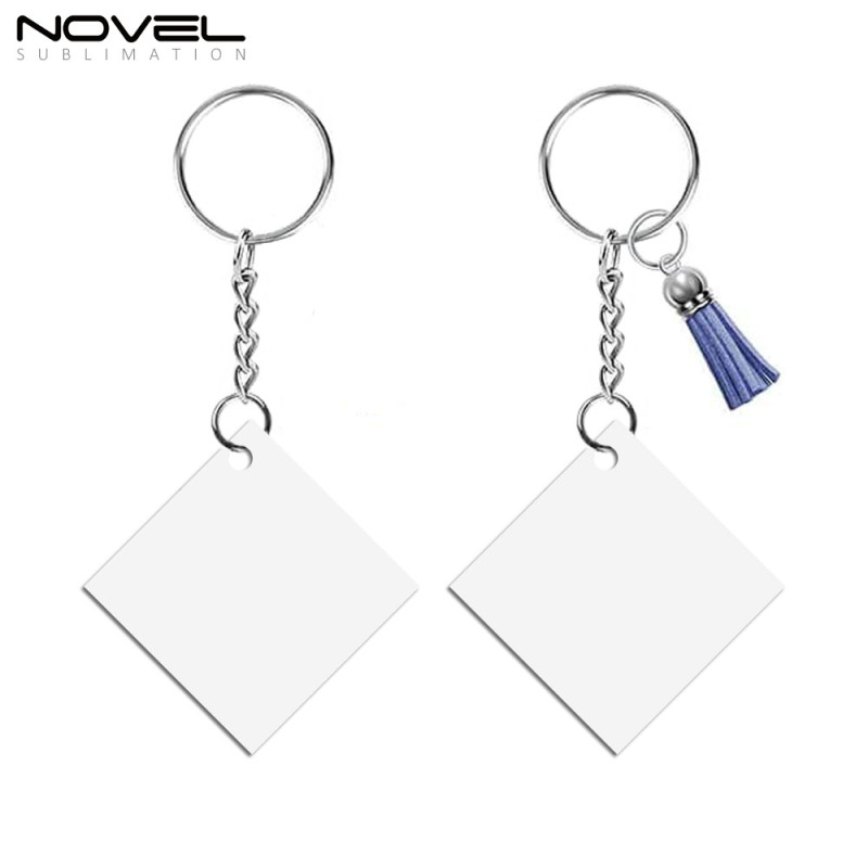 Hot Selling Shape Sublimation Blank MDF Key ring Personality Double-Sides Printing Key Chain With Tassels