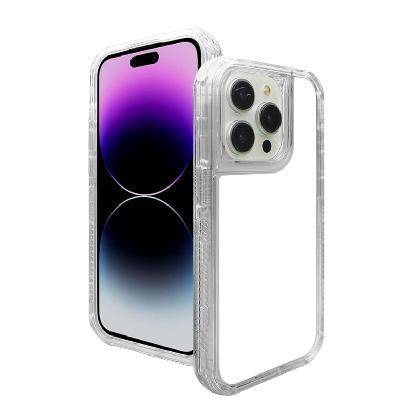 For iPhone 15/15 Pro/15 Pro max/ IP14 / IP13 Pro/IP 12/ IP XS New Sublimation Transparent 2D 3in1 Anti-Shock Phone Case With Blank Metal Insert
