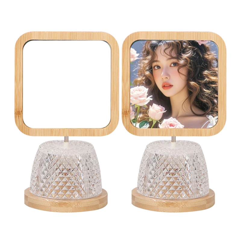 Customizable USB Night Light Photo Frame with 4 Shape Options | LED Desk Lamp & Heat Transfer Printable 360° Rotatable Bamboo Wood Phone Panel for Home Decor, Gifts, or Promotions | Fast Shipping