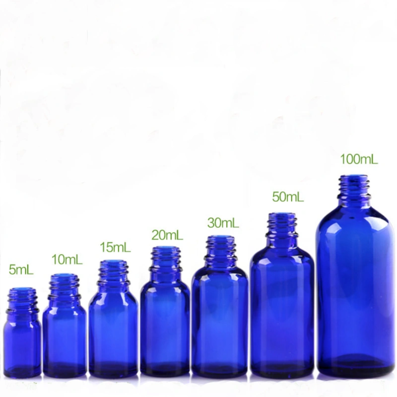 5ml 10ml 15ml 20ml 30ml 50ml 100ml ガラス瓶。茶色、ブルー、緑、クリアー、黒い5カラーあり。18ｍｍ口径の通用ガラス瓶、遮光瓶、エッセンシャルオイル瓶、アロマ瓶