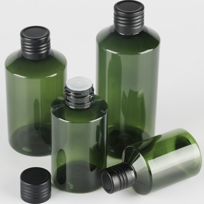 50ml 100ml 150ml 200ml 金属キャップ付き濃い緑PETボトル