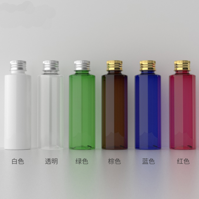 100ml アルミキャップ＆中栓付きPETボトル 、ピンク、 白色 、クリアー、 黒色、 茶色、 緑色、 ブルのカラーは在庫販売