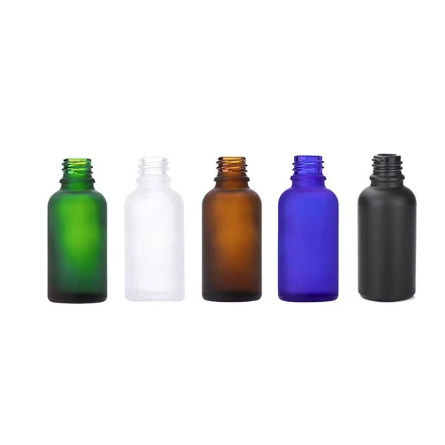 18mm口径すりガラス瓶。5ml 10ml 15ml 20ml 30ml 50ml 100ml瓶。茶色、ブルー、緑、クリアー、黒い5カラーのガラス瓶、遮光瓶、エッセンシャルオイル瓶、アロマ瓶。